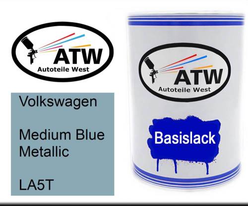 Volkswagen, Medium Blue Metallic, LA5T: 500ml Lackdose, von ATW Autoteile West.